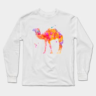 Colorful Camel Watercolor Painting Long Sleeve T-Shirt